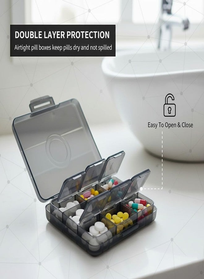 موكا منظم حبوب لمدة 3 أيام، 3 مرات في اليوم، علبة حبوب سفر محمولة مع حجرات كبيرة، مقاومة للرطوبة، تصميم بقفل مزدوج - Image 4